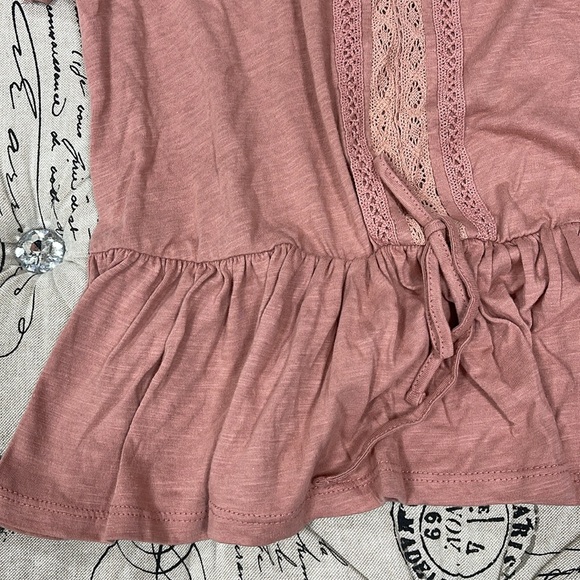 Derek Heart Knit Lace  Short Sleeve Peasant Top - Picture 2 of 5